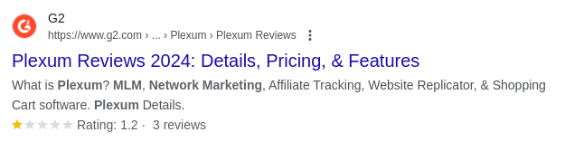 Plexum MLM Software Low Ratings